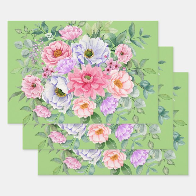 Delikate Summer Garden Party Blume Geschenkpapier Set (Set)