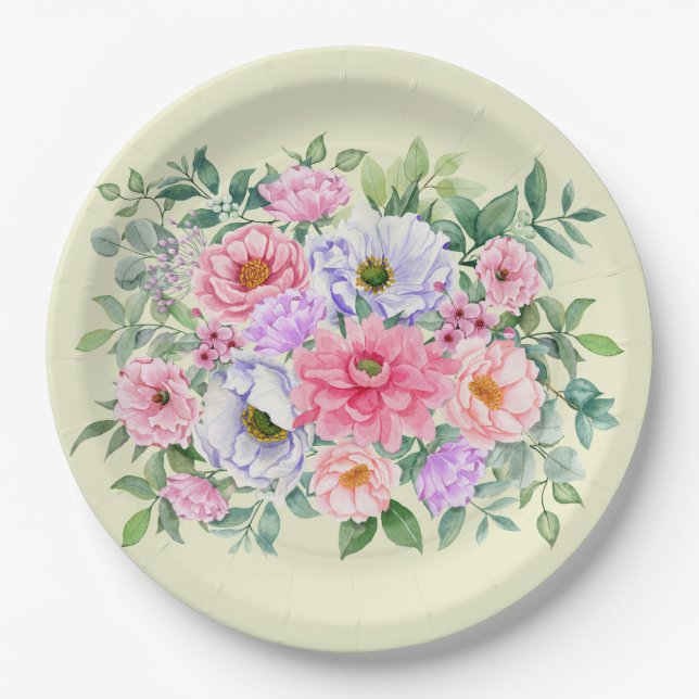 Delikate Summer Garden Party Blume Pappteller (Vorderseite)