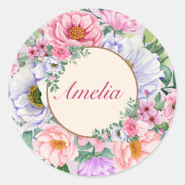 Delikate Summer Garden Party Blume Runder Aufkleber
