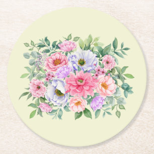 Delikate Summer Garden Party Blume Runder Pappuntersetzer