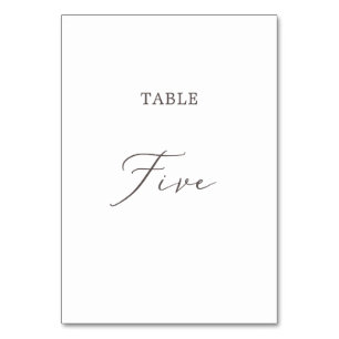 Delikate Taupe Calligraphie Tabelle 5 Tischnummer