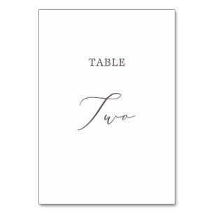 Delikate Taupe Calligraphie Tabelle Zwei Tischnumm Tischnummer