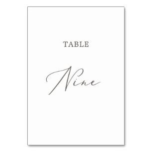 Delikate Taupe Calligraphie Tischnummer