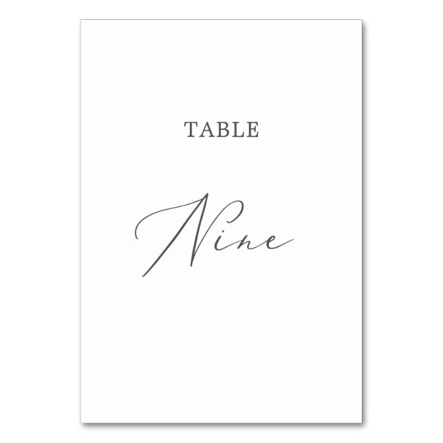 Delikate Taupe Calligraphie Tischnummer (Vorderseite)