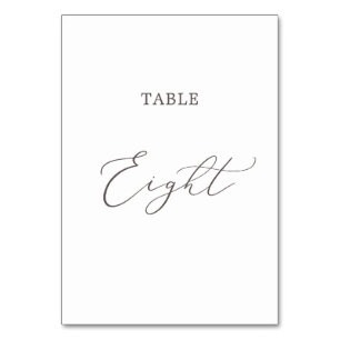 Delikate Taupe Calligraphy Table Aight Tischnummer
