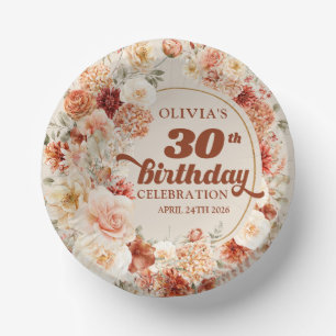 Delikate Terracotta Rosa Bräune Salbei Blüte 30. Pappteller