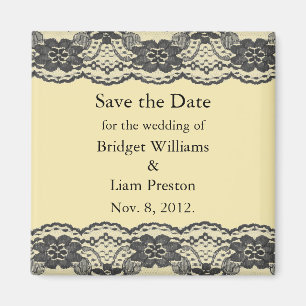 Delikate und Lacy Save the Date Magnet (gelb)
