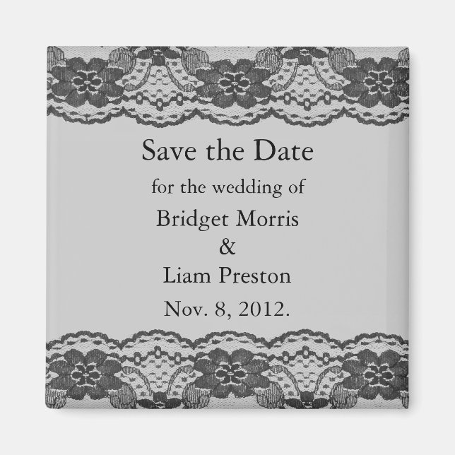Delikate und Lacy Save the Date Magnet (grau) (Vorne)