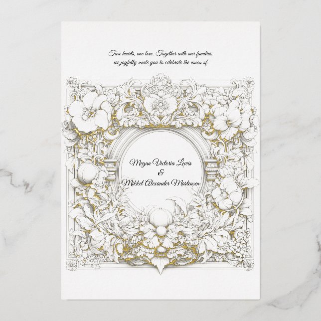 Delikate und üppige Acanthus, Hochzeit Folieneinladung (Vorderseite)