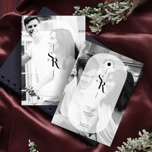 Delikate Vellum Transparency Schwarz-weiß Initials Save The Date