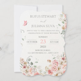 Delikate Vintage Blumenhochzeit Einladung