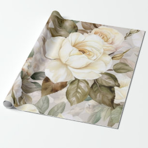 Delikate, Vintage, cremige Rosen Geschenkpapier