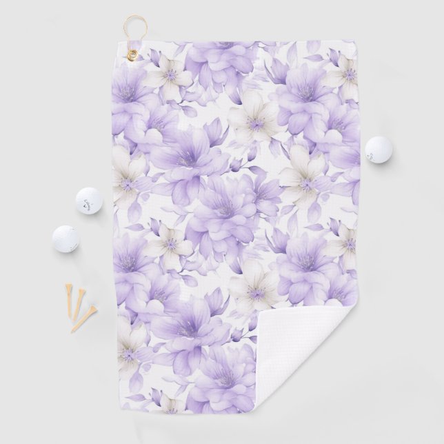 Delikate Violett-Blumen Golfhandtuch (Insitu)