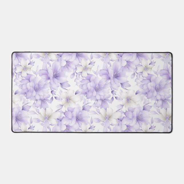 Delikate Violett-Blumen Schreibtischunterlage (Vorderseite)
