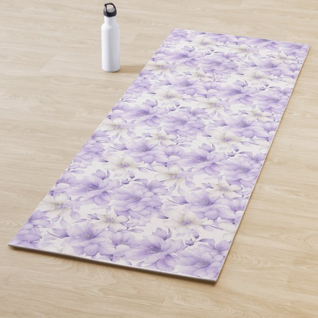 Delikate Violett-Blumen Yogamatte (Beispiel)
