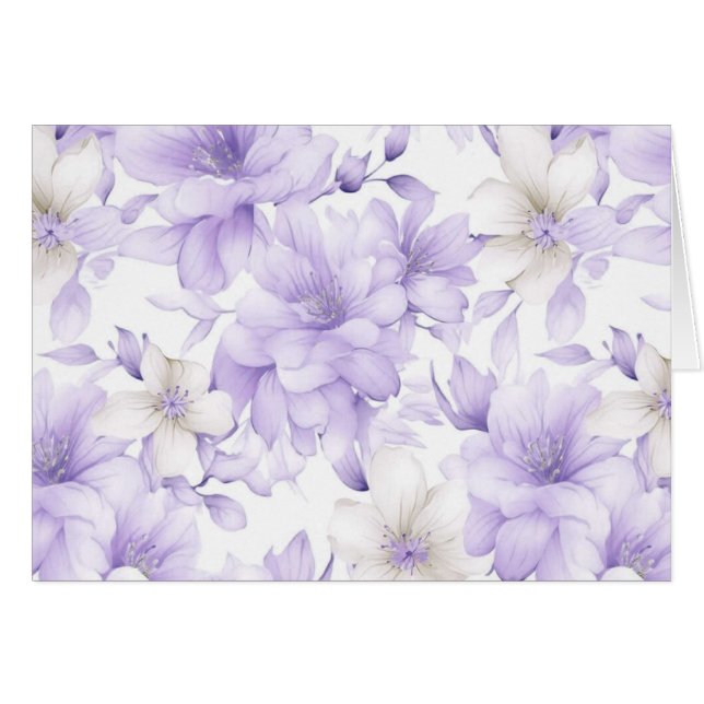 Delikate Wasserfarbe Purple Blumen Leere (Vorderseite (Horizontal))