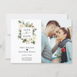 Delikate Wasserfarbe Weiße Blume Foto Hochzeit Save The Date