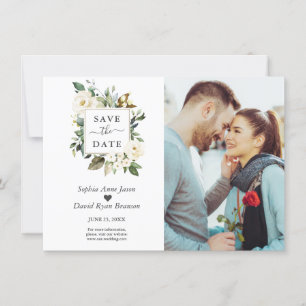 Delikate Wasserfarbe Weiße Blume Foto Hochzeit Save The Date