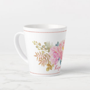 Delikate Wasserfarben Floral Latte Tasse