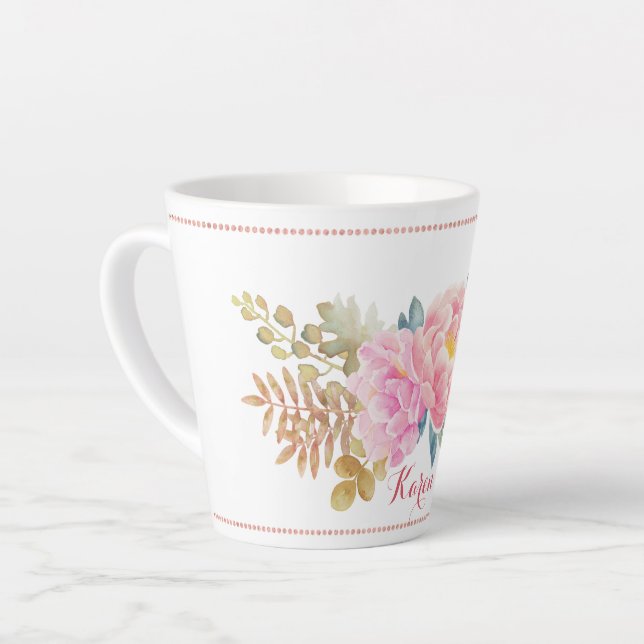 Delikate Wasserfarben Floral Latte Tasse (Linke Ecke)