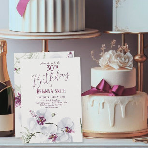 Delikate Weiße Orchideen Malerei 30. Geburtstag Einladung