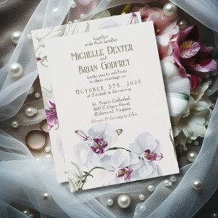 Delikate White Orchids Hochzeit Einladung