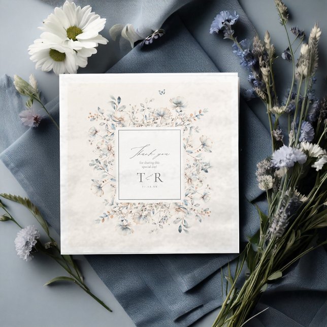 Delikate Wildblume Border Danke, ID1102 Serviette (Von Creator hochgeladen)