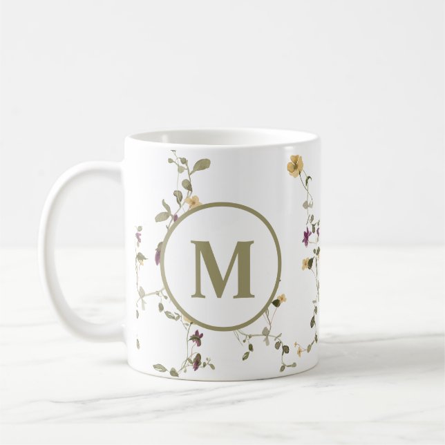 Delikate Wildblume Farbenfrohe Blume Muster Kaffeetasse (Links)