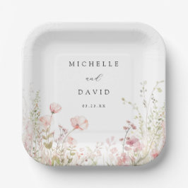 Delikate Wildblume Hochzeit Pappteller