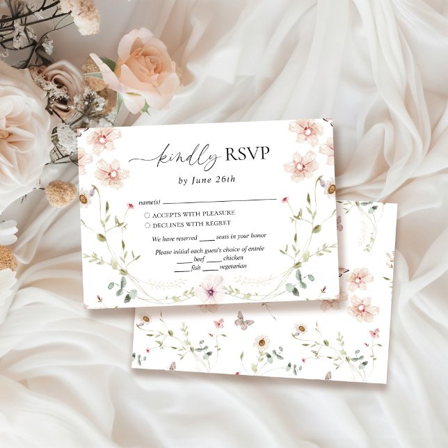Delikate Wildblume Hochzeit RSVP Karte (Von Creator hochgeladen)