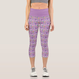 Delikate Wildblume in lila Capri Leggings