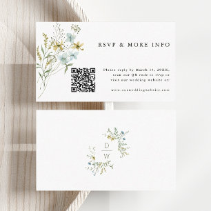 Delikate Wildblume Modern Boho Wedding RSVP Begleitkarte