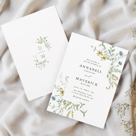 Delikate Wildblume Moderne Boho Blumenhochzeit Einladung