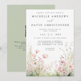 Delikate Wildblume QR Code Hochzeit Einladung
