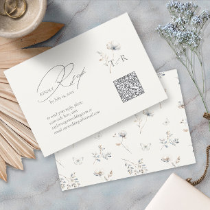Delikate Wildblume Watercolor QR Code ID1102 RSVP Karte