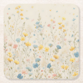 Delikate Wildblume Wiesen Kunst Rechteckiger Pappuntersetzer