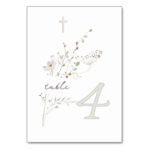 delikate Wildblumen Bouquet Taufe 4 Tischnummer
