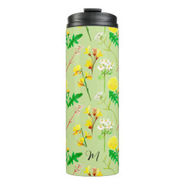 Delikate Wildblumen in hellgrün. Custom. Thermosbecher
