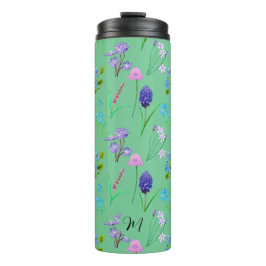 Delikate Wildblumen in Minzgrün. Custom. Thermosbecher