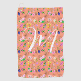 Delikate Wildblumen in Orange. Custom. Golfhandtuch