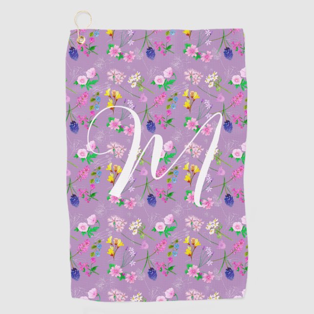 Delikate Wildblumen lila. Custom Golfhandtuch (Vorderseite)