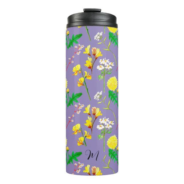 Delikate Wildblumen lila. Custom. Thermosbecher (Vorderseite)