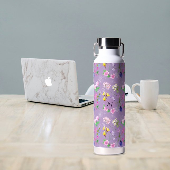 Delikate Wildblumen lila. Custom. Trinkflasche (Delicate wildflowers in purple. Custom. Water Bottle
)