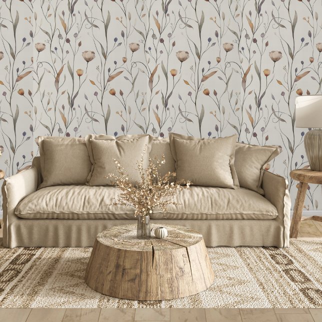 Delikate Wildblumen Tapete (This pretty wallpaper is perfect for an accent wall in your boho style home. )