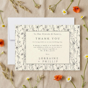 Delikate wilde Blume nahtlose Muster Hochzeit Dankeskarte