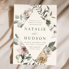 Delikate Winter florale Rahmen Elfenbein Hochzeit Einladung