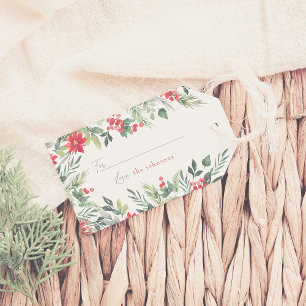 Delikate Winter Foliage Familie Name Weihnachten Geschenkanhänger