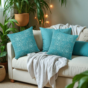 Delikate Zwei-Tone-Extravagante, florale Aquamarin Kissen