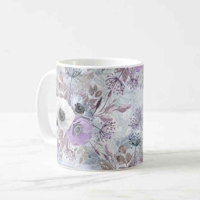 Delikater Anemonenstrauch. Kaffeetasse (Vorderseite Links)