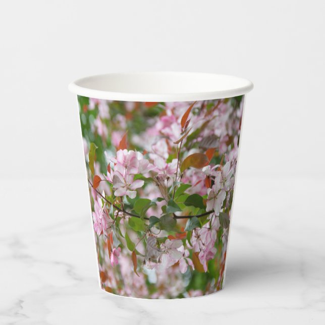 Delikater Apfelbaum mit Blume Pappbecher (Vorderseite)